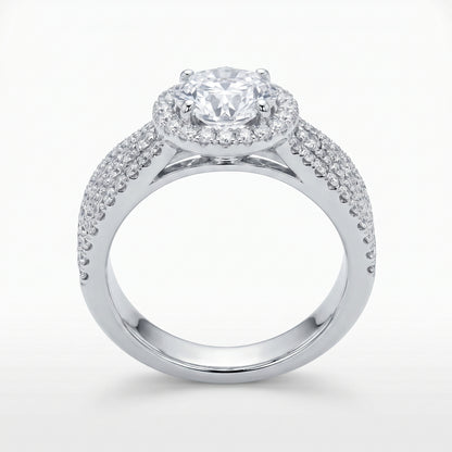 18K White Gold 1.0ct Diamond Halo Engagement Ring - EGL Certified