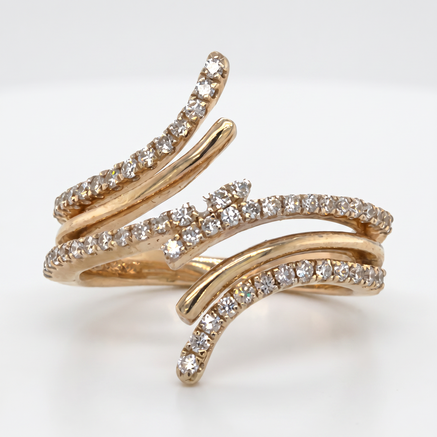 14K Yellow & White Gold Diamond Bypass Ring - 0.50ctw, Size 7