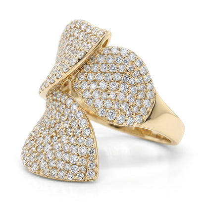14K Yellow Gold Diamond Pave Leaf Ring - 2.23ctw Natural Diamonds