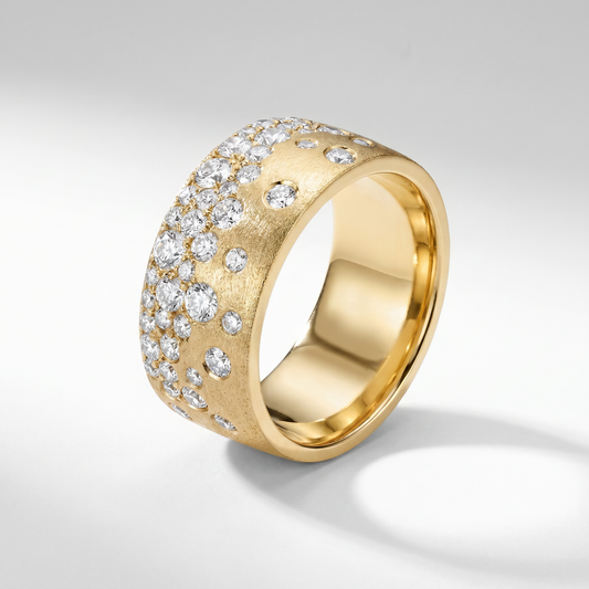 14K Yellow Gold Diamond Confetti Band Ring - 1.04ctw