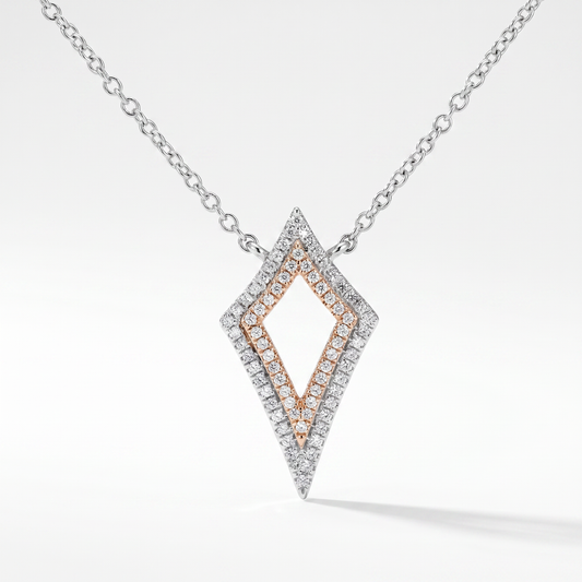 14K White & Rose Gold Diamond Kite Pendant - 0.16ctw