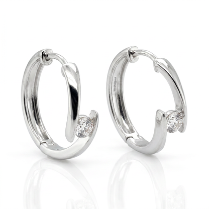 14K White Gold Diamond Bypass Hoop Earrings - 0.65ct