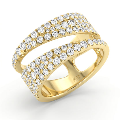 18K Yellow Gold Pave Diamond Band Ring - 1.35ctw