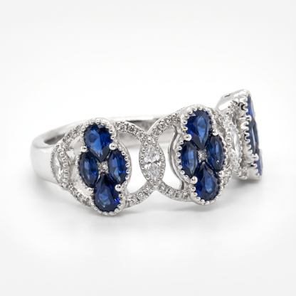18K White Gold Sapphire & Diamond Ring - 1.61ctw Sapphires