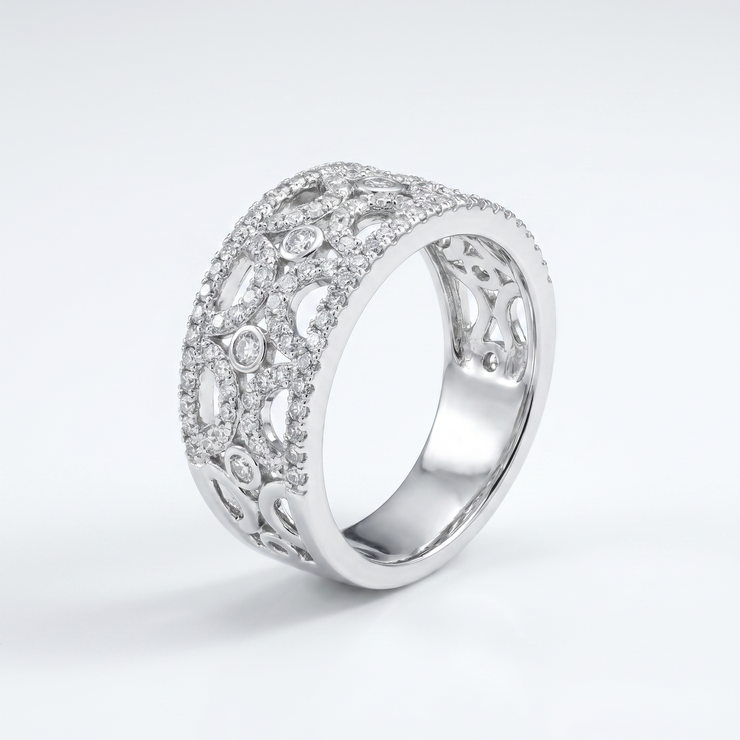 10K White Gold Diamond Band Ring - 0.75ctw, Size 7