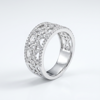 10K White Gold Diamond Band Ring - 0.75ctw, Size 7