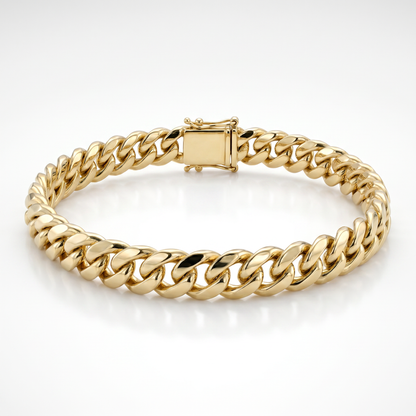 14K Yellow Gold Miami Cuban Link Bracelet 7mm - Men's 9"