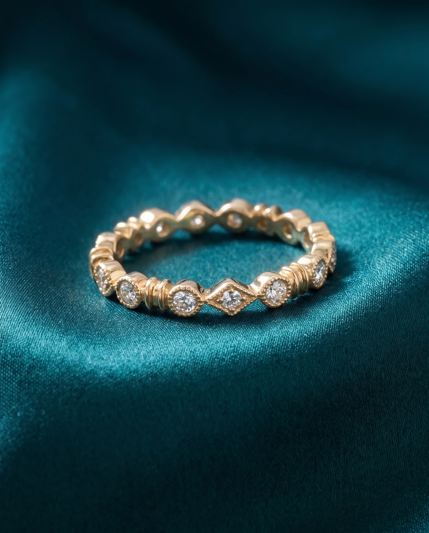 14K Yellow Gold Diamond Stackable Wedding Band - 0.15ctw