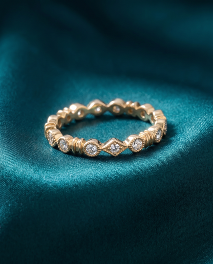 14K Yellow Gold Diamond Stackable Wedding Band - 0.15ctw
