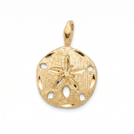 14K Yellow Gold Sand Dollar Charm - 12mm
