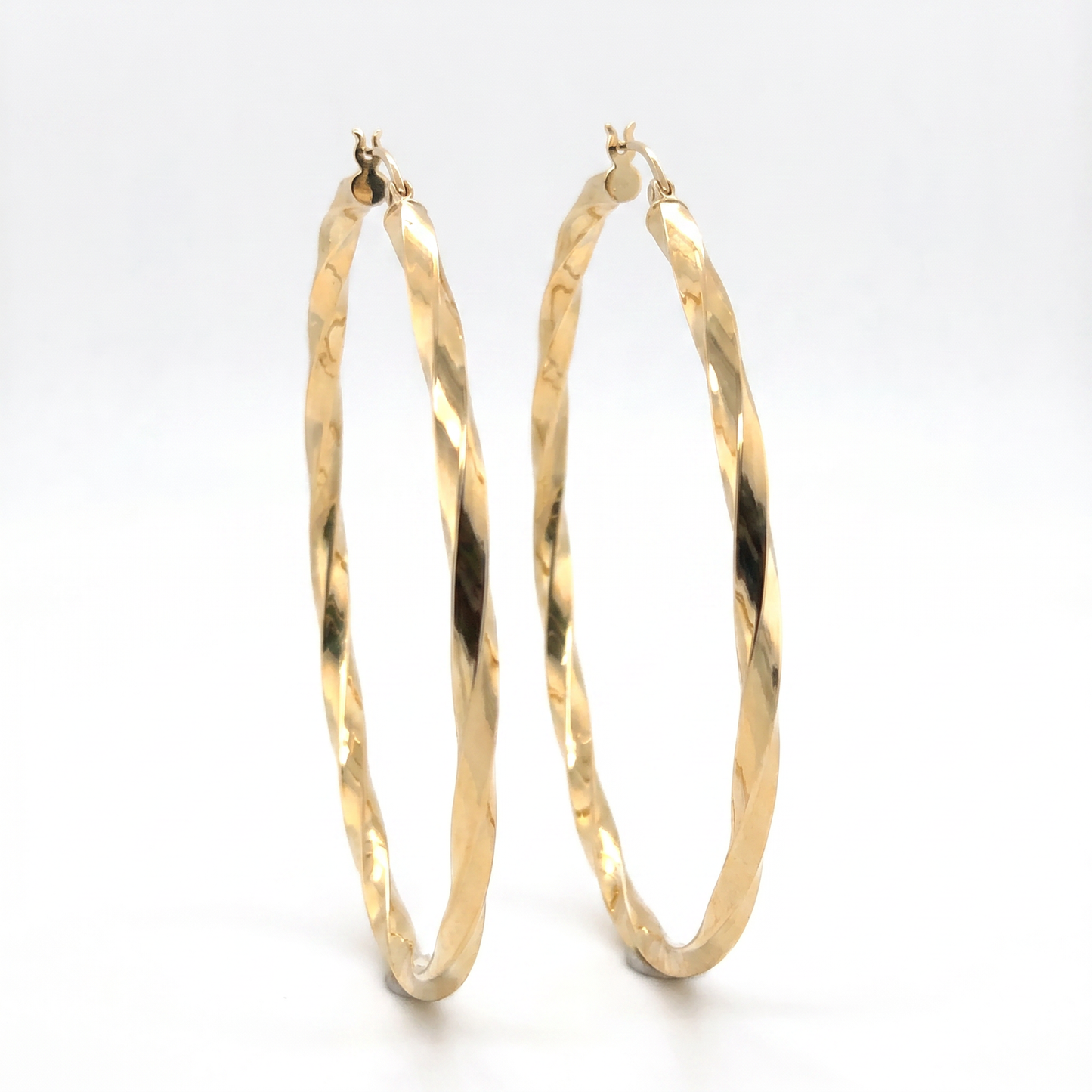 14K Yellow Gold Extra Large Twisted Hoop Earrings - 2"