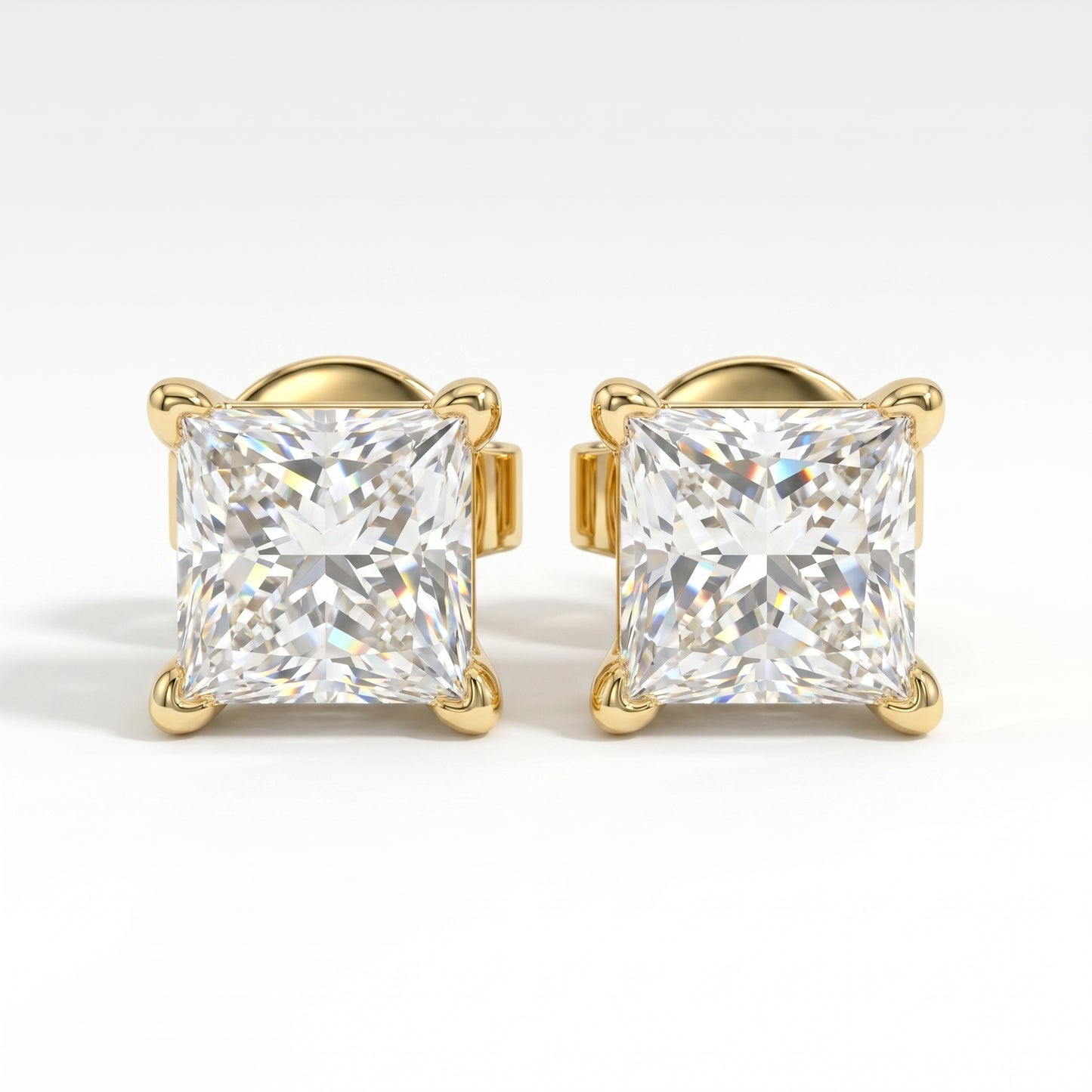 14K Yellow Gold 0.80ctw Lab Grown Princess Cut Diamond Studs