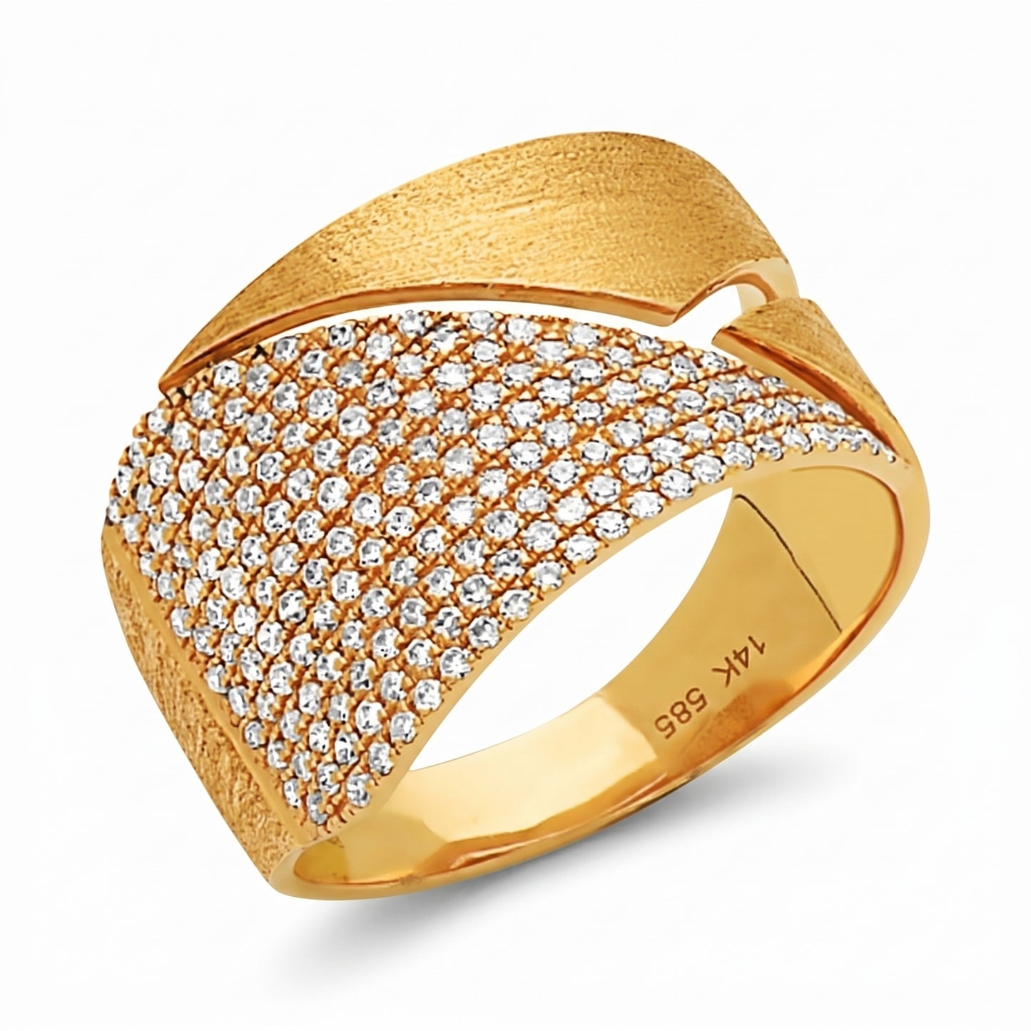 14K Yellow Gold Pave Diamond Band Ring for Women - 0.49ctw