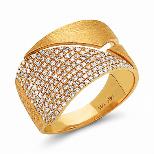 14K Yellow Gold Pave Diamond Band Ring for Women - 0.49ctw