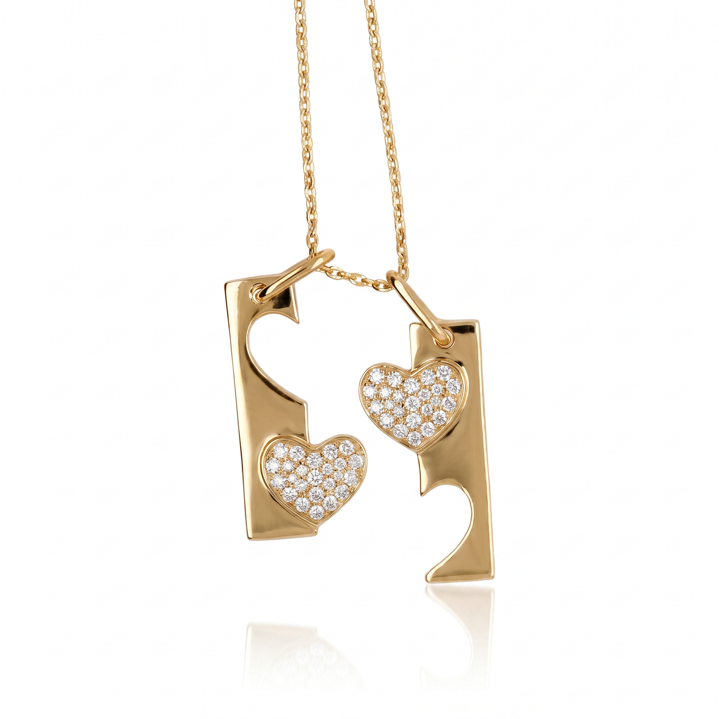 14K Yellow Gold Diamond BFF Pendant with 18" Chain