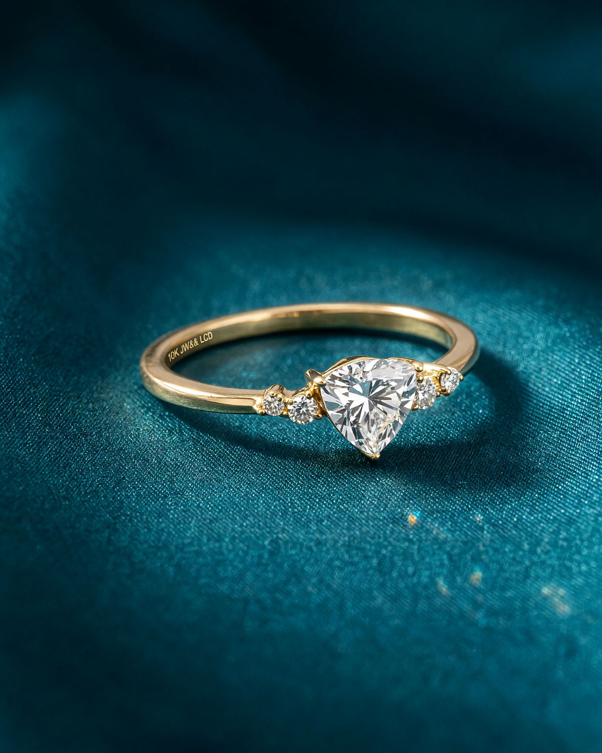 10K Yellow Gold Lab Grown Diamond Trillion Engagement Ring 0.90ctw