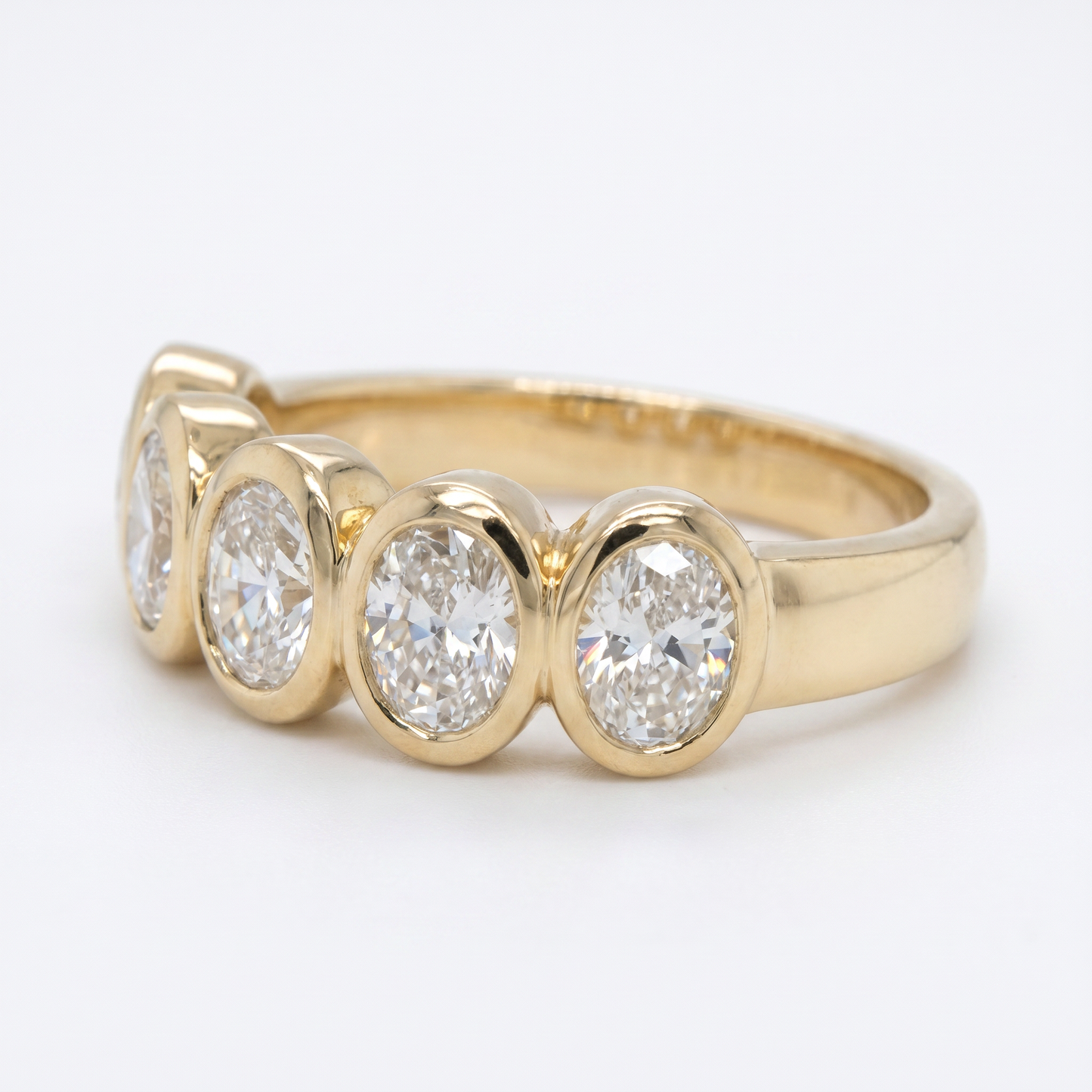 18K Yellow Gold Diamond Anniversary Band - 5 Oval Diamonds