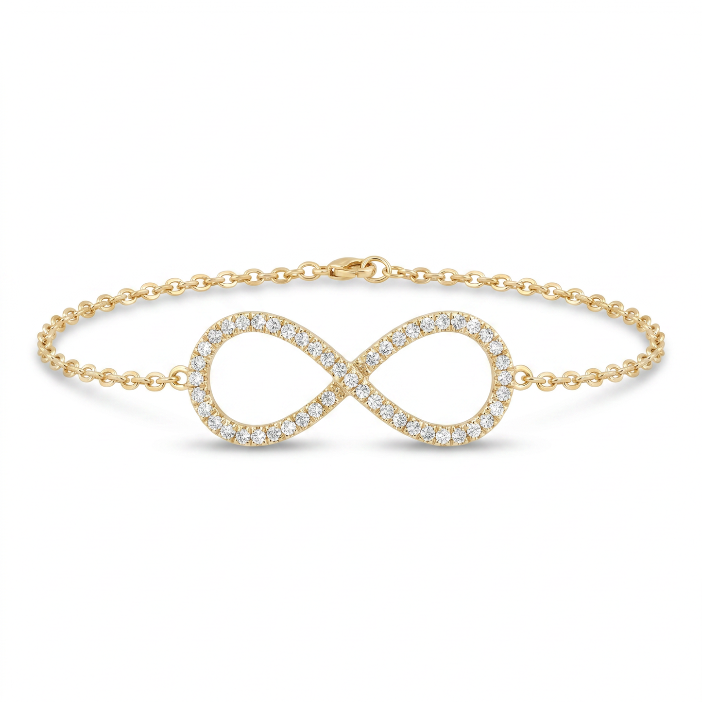 14K Gold Diamond Infinity Symbol Bracelet for Women