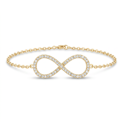 14K Gold Diamond Infinity Symbol Bracelet for Women
