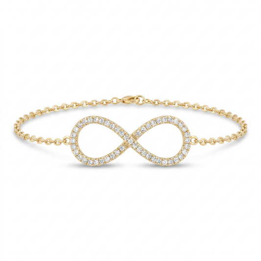 14K Gold Diamond Infinity Symbol Bracelet for Women