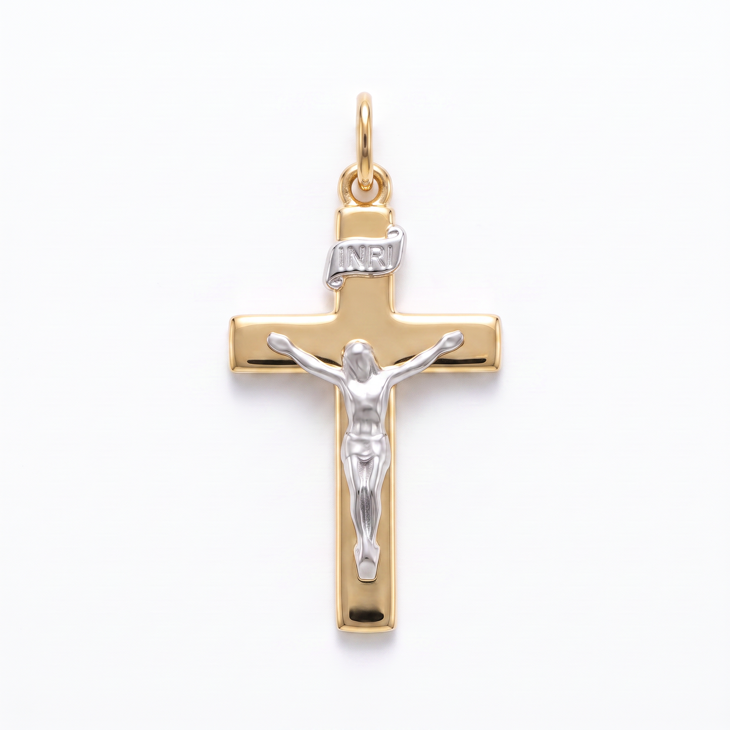 14K Yellow & White Gold Petite Diamond Crucifix Charm