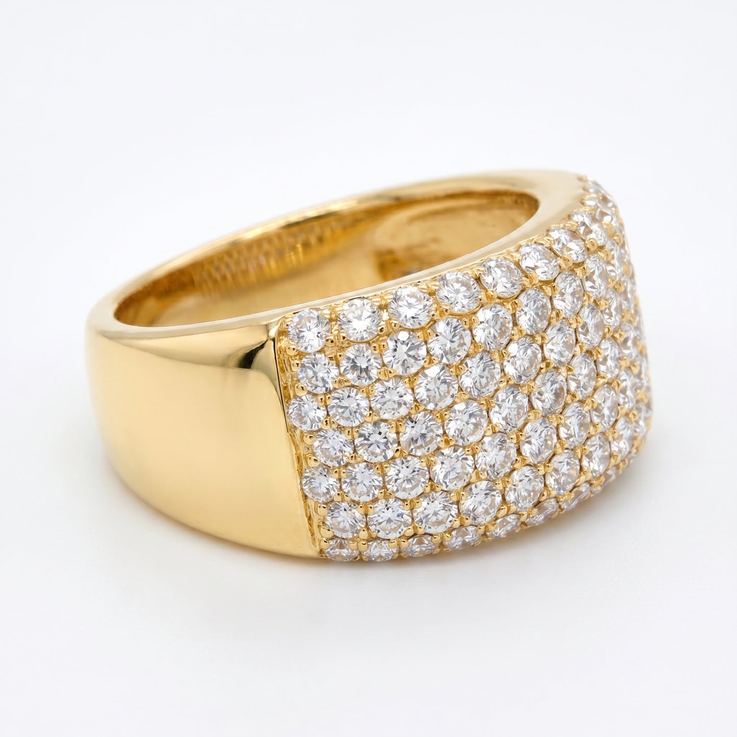 14K Yellow Gold 7-Row Pave Diamond Band Ring - 1.93ctw