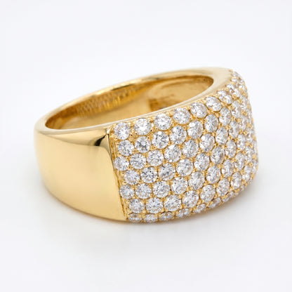 14K Yellow Gold 7-Row Pave Diamond Band Ring - 1.93ctw
