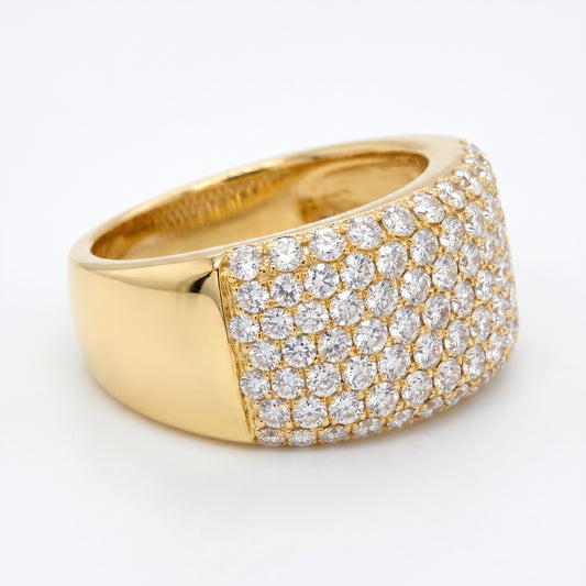 14K Yellow Gold 7-Row Pave Diamond Band Ring - 1.93ctw