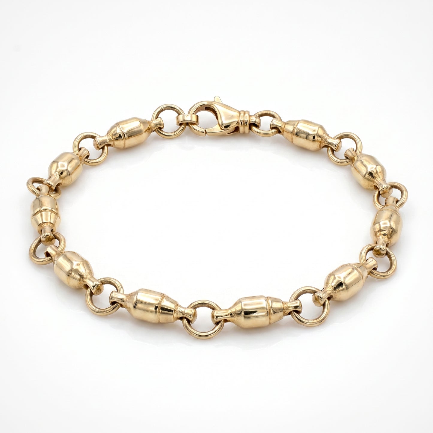 14K Yellow Gold Swivel Bracelet for Men - 8.25" Angler Design