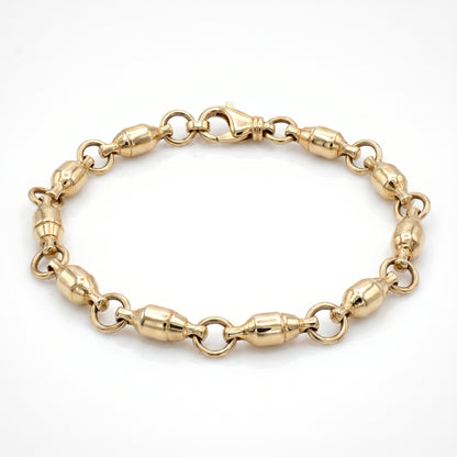 14K Yellow Gold Swivel Bracelet for Men - 8.25" Angler Design