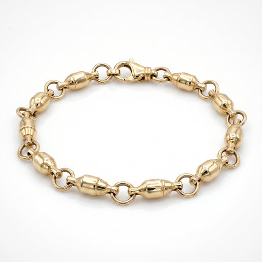 14K Yellow Gold Swivel Bracelet for Men - 8.25" Angler Design