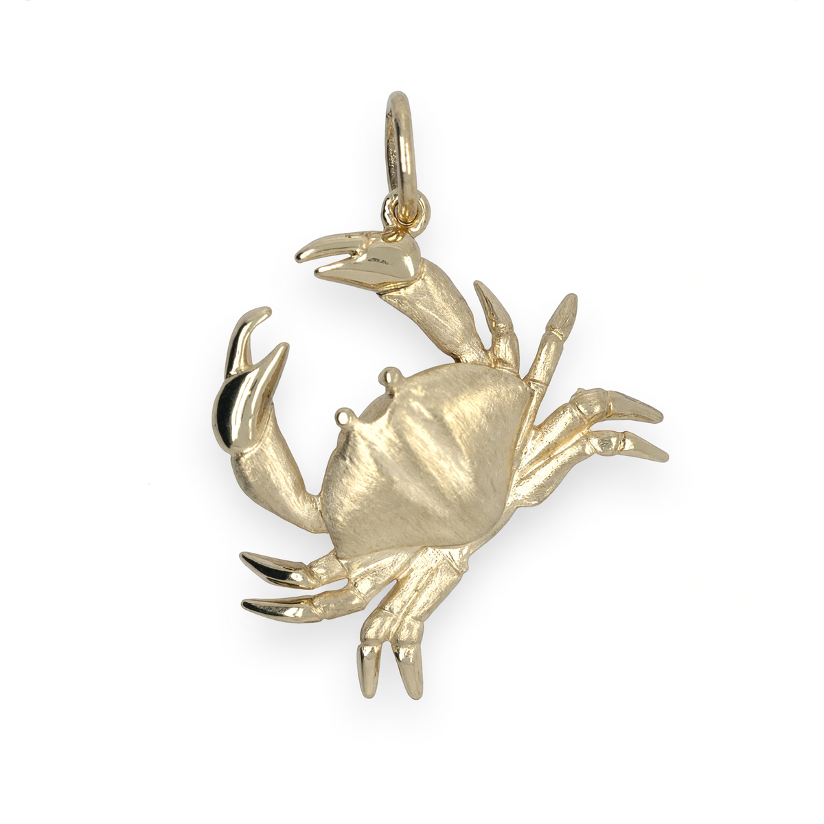 14K Yellow Gold Crab Charm - 20.5mm Brushed Finish
