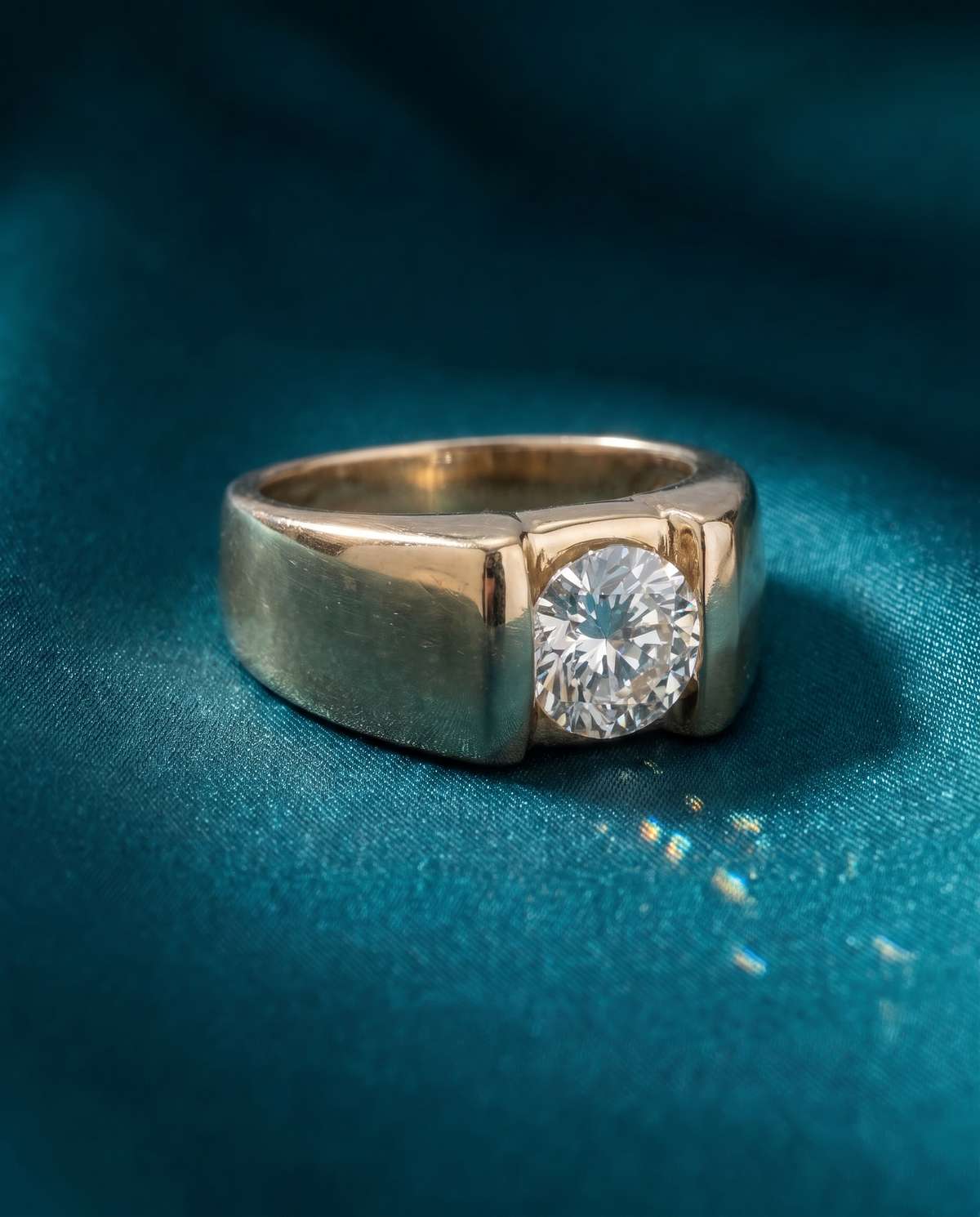 14K Yellow Gold 2.02ct Diamond Solitaire Ring for Men
