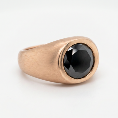 18K Rose Gold 7.26ct Black Diamond Bezel Ring Size 10