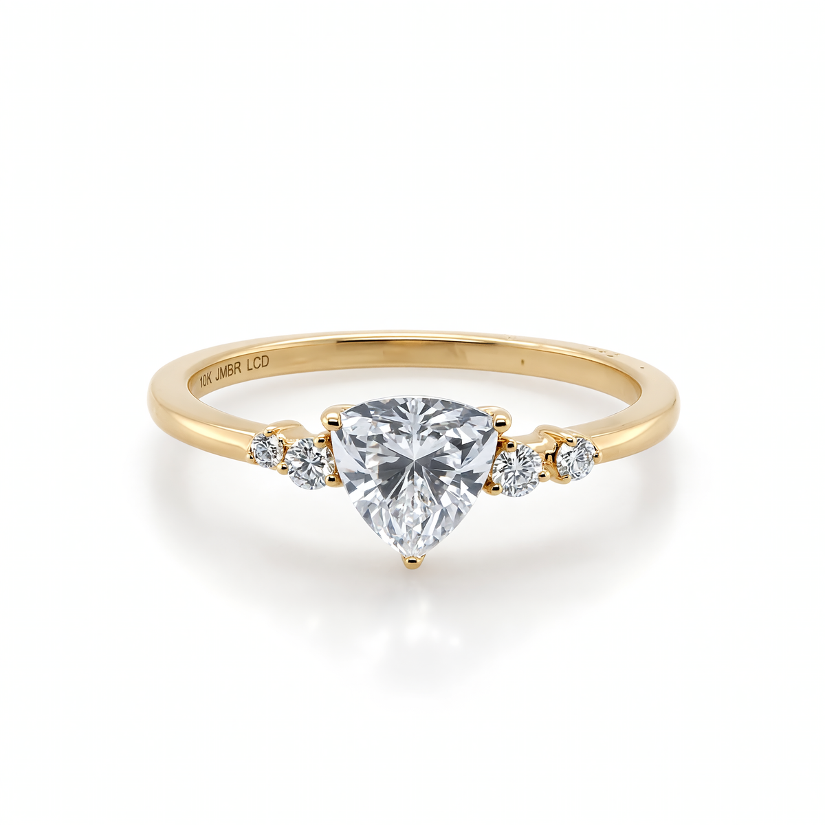 10K Yellow Gold Lab Grown Diamond Trillion Engagement Ring 0.90ctw