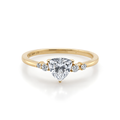 10K Yellow Gold Lab Grown Diamond Trillion Engagement Ring 0.90ctw