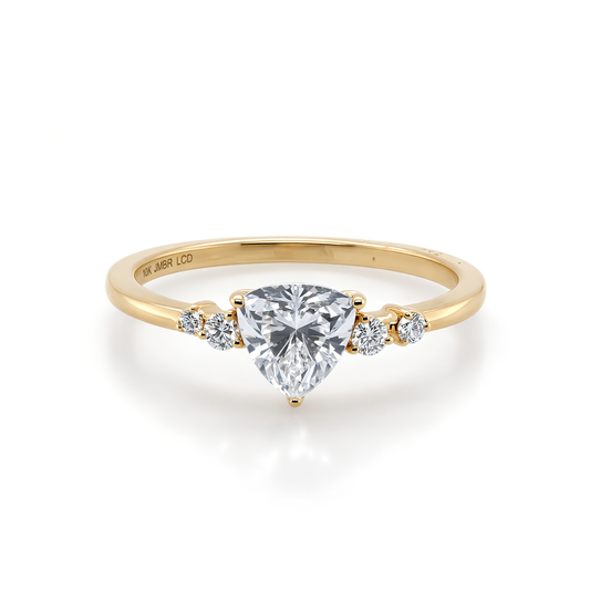 10K Yellow Gold Lab Grown Diamond Trillion Engagement Ring 0.90ctw