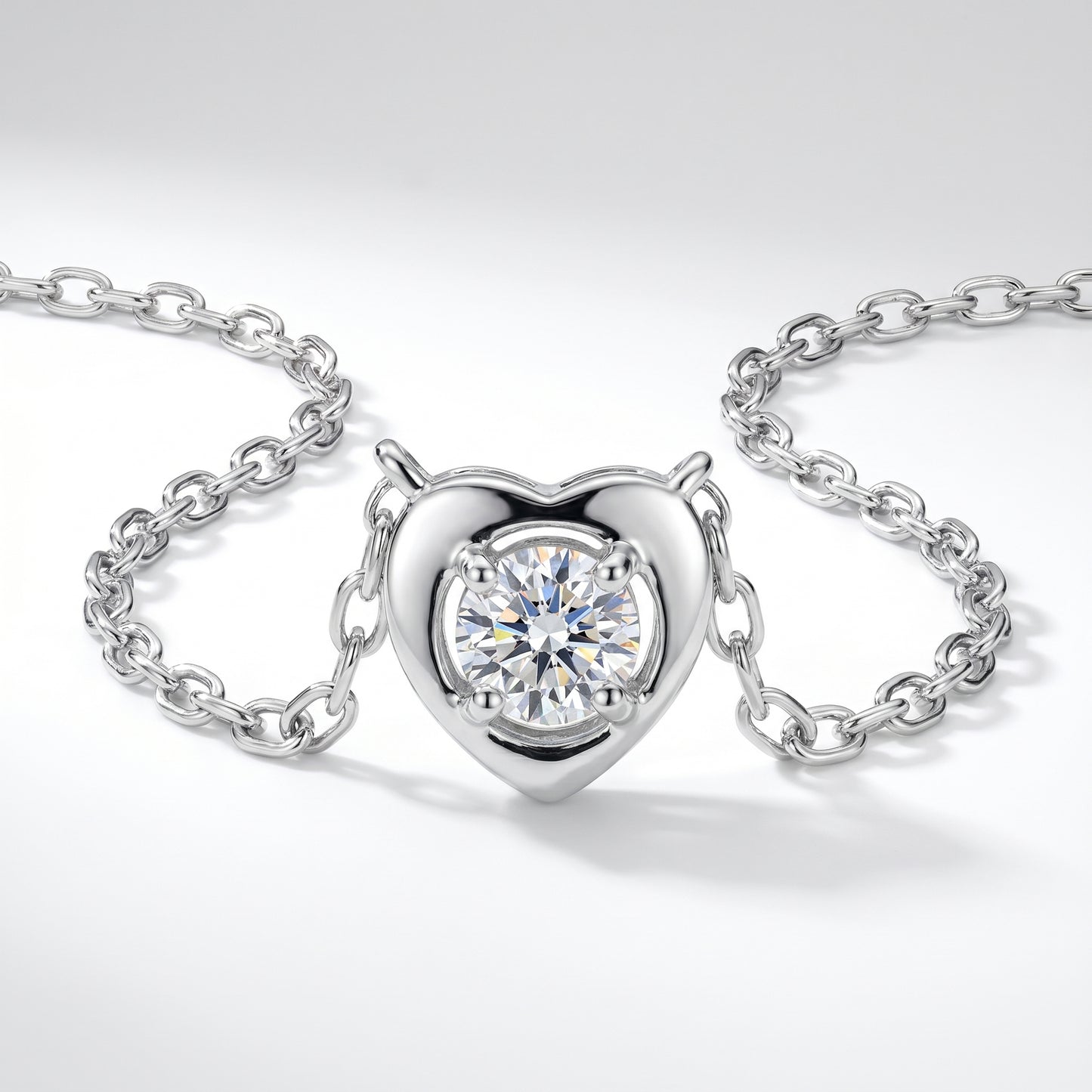 Sterling Silver Lab Grown Diamond Heart Pendant Necklace