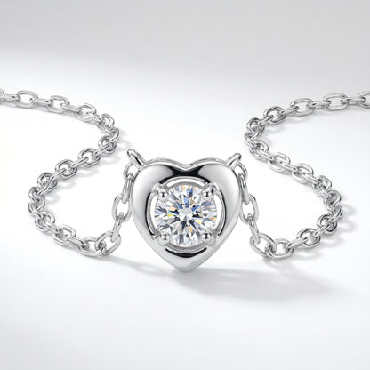 Sterling Silver Lab Grown Diamond Heart Pendant Necklace