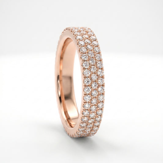 14K Rose Gold Pave Diamond Band Ring - 0.23ctw, Size 6.5