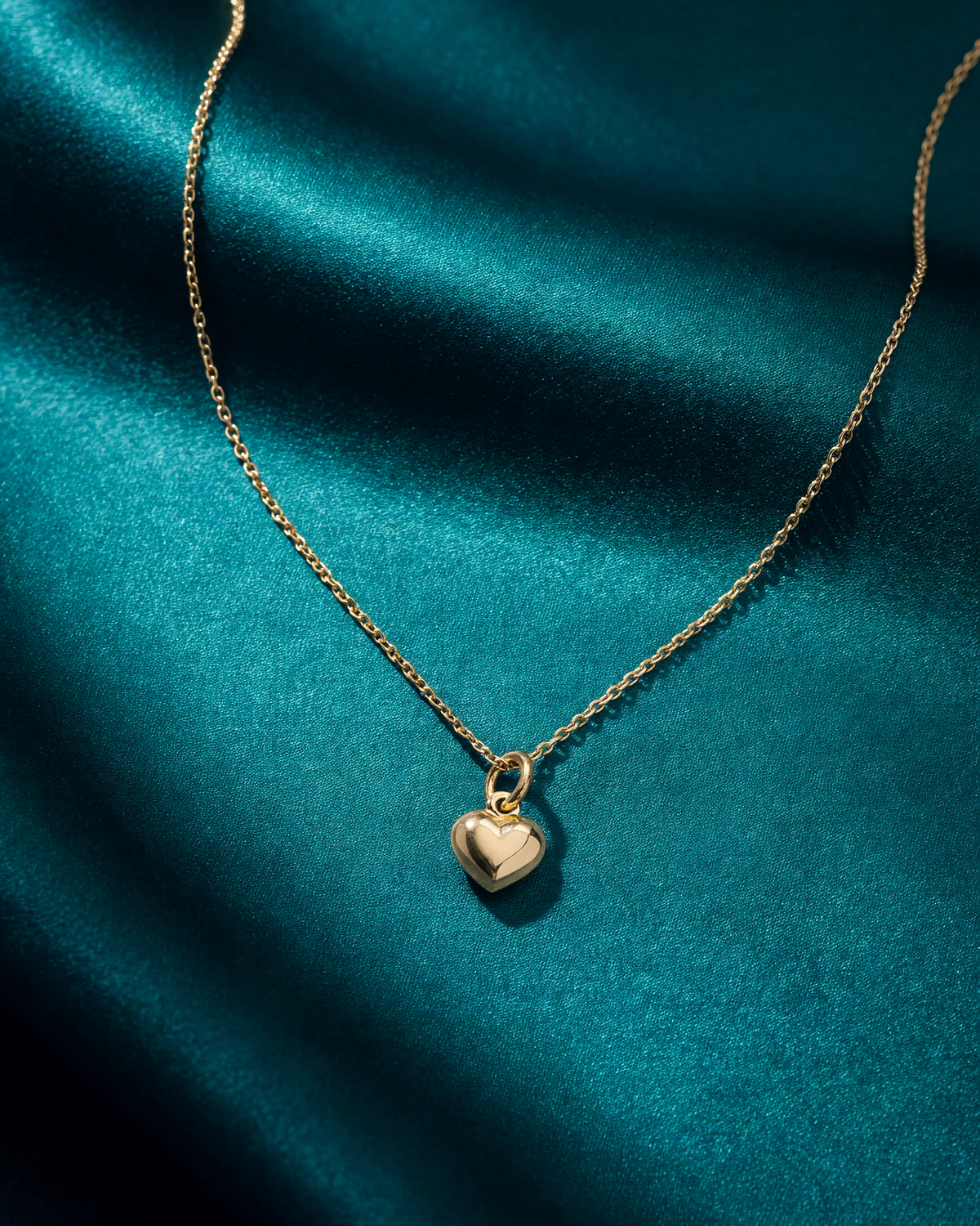 14K Yellow Gold Petite Puffed Heart Charm Pendant - 7mm