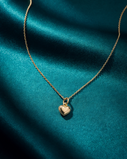 14K Yellow Gold Petite Puffed Heart Charm Pendant - 7mm