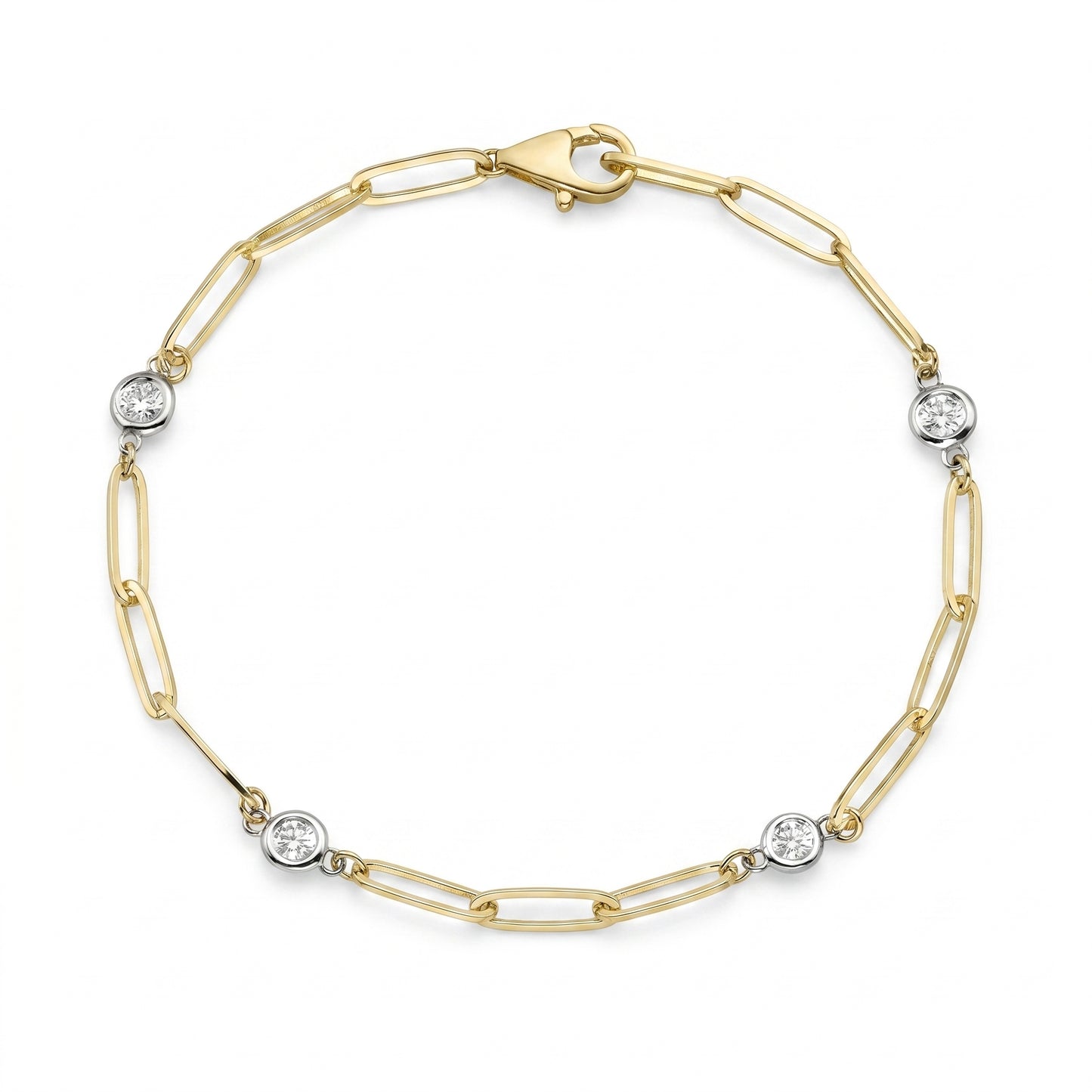 14K Yellow Gold Diamond Paperclip Bracelet - 0.32ctw