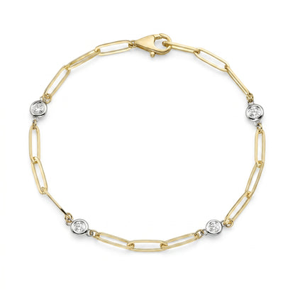 14K Yellow Gold Diamond Paperclip Bracelet - 0.32ctw