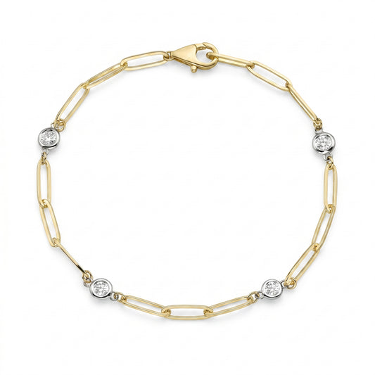 14K Yellow Gold Diamond Paperclip Bracelet - 0.32ctw
