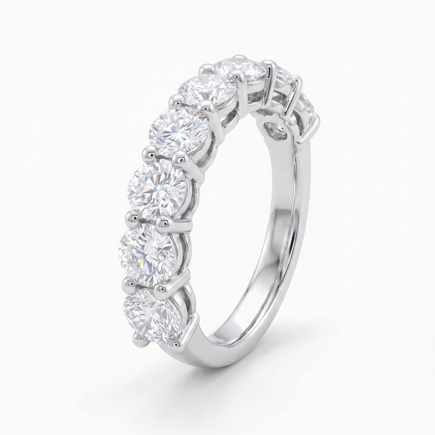 18K White Gold 1.64ct Diamond Wedding Band Ring Size 6.5