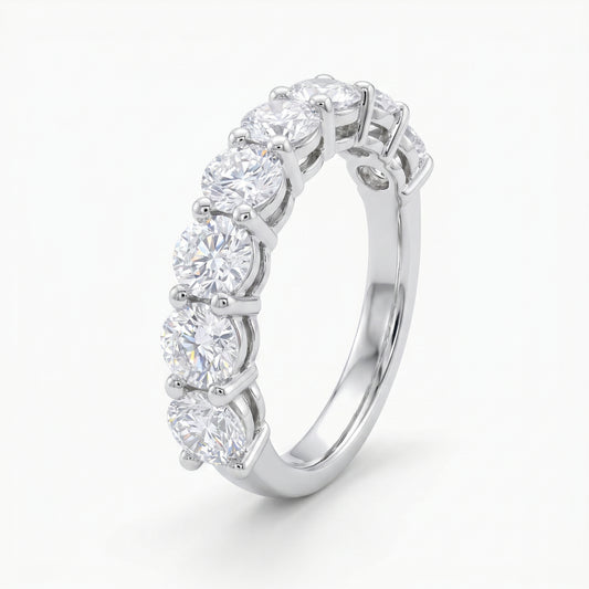 18K White Gold 1.64ct Diamond Wedding Band Ring Size 6.5