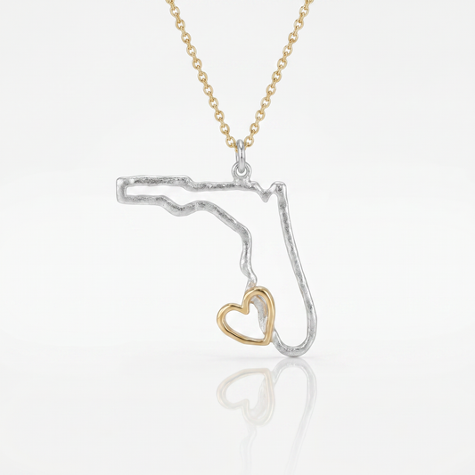 Sterling Silver & 14K Yellow Gold Florida Pendant #SWFLStrong