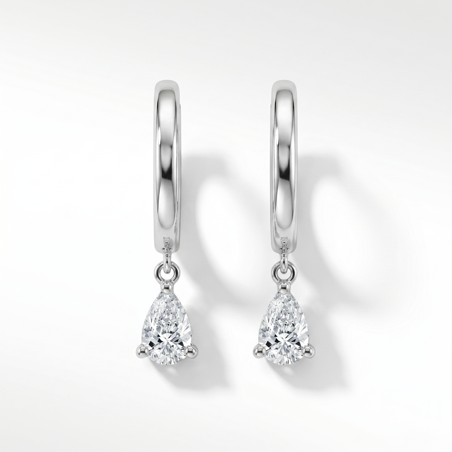 14K White Gold Pear Diamond Drop Earrings - 0.48ctw
