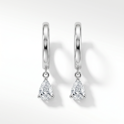14K White Gold Pear Diamond Drop Earrings - 0.48ctw